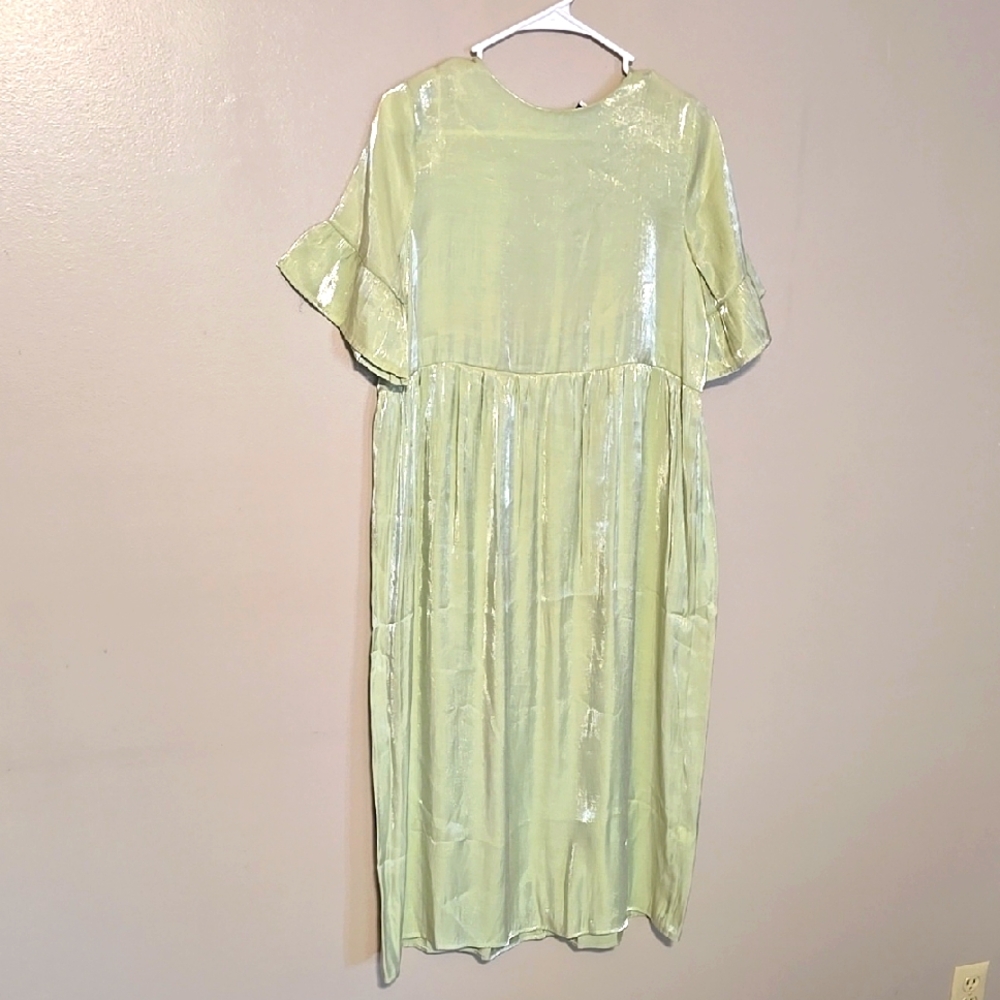 Lola May Midi Ruffle Dress Green Womens Size 8